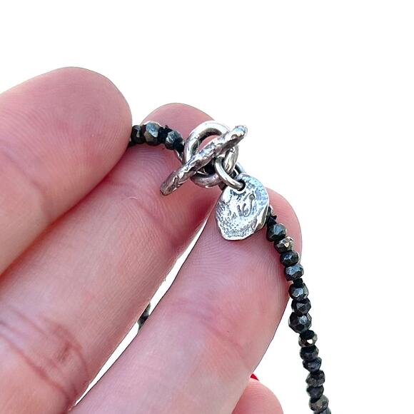 Susan Cummings Pyrite Long Stone Chain Necklace Pendant Ojai Bohemian Healing - Picture 8 of 11